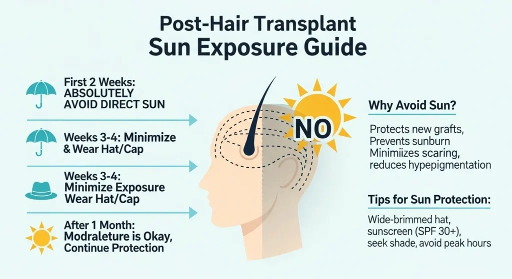 How long does the sun sensitivity last after FUE hair transplantation?